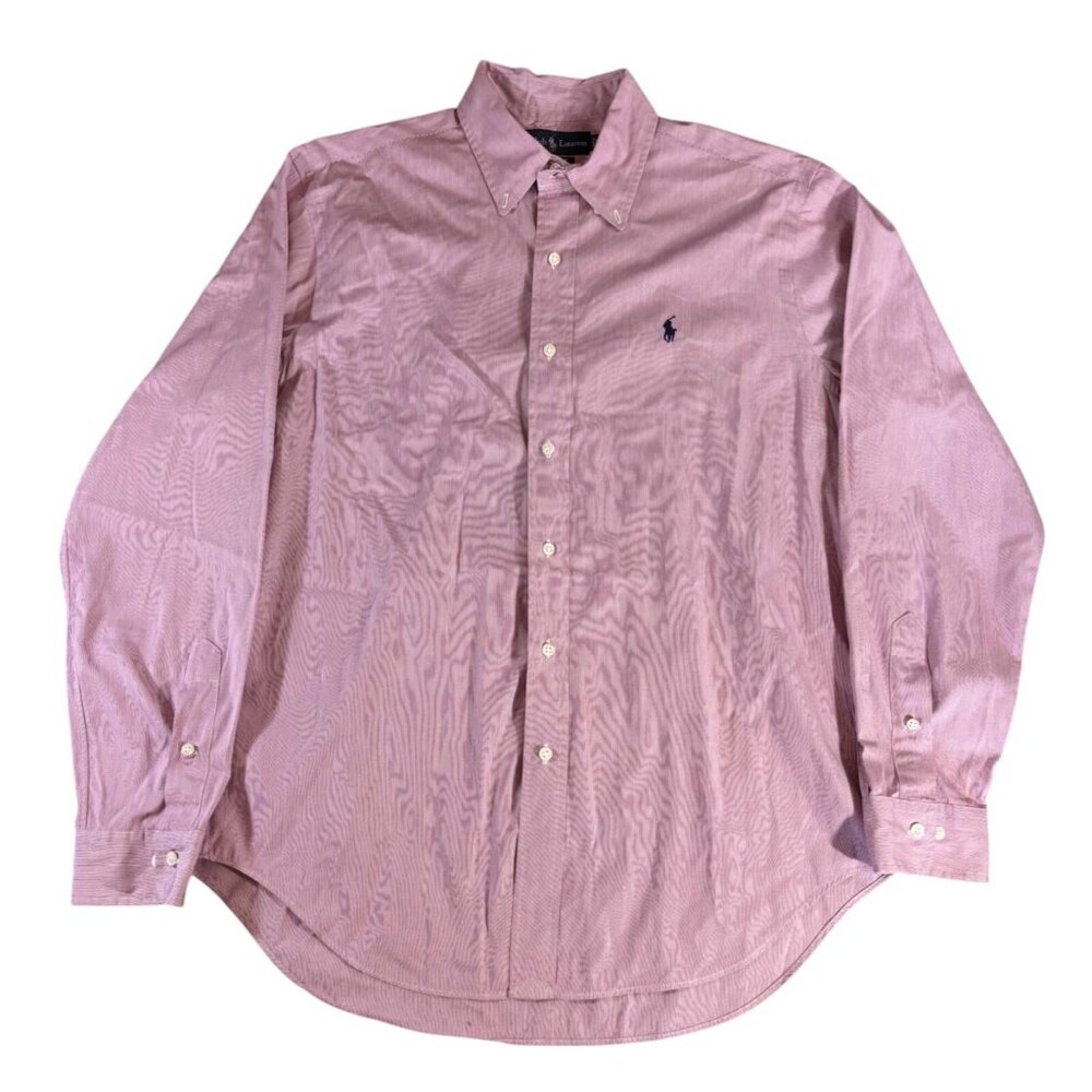 Ralph Lauren Classic Fit Long Sleeve Candy Striped Button-Down Pink 16 34/34 - L